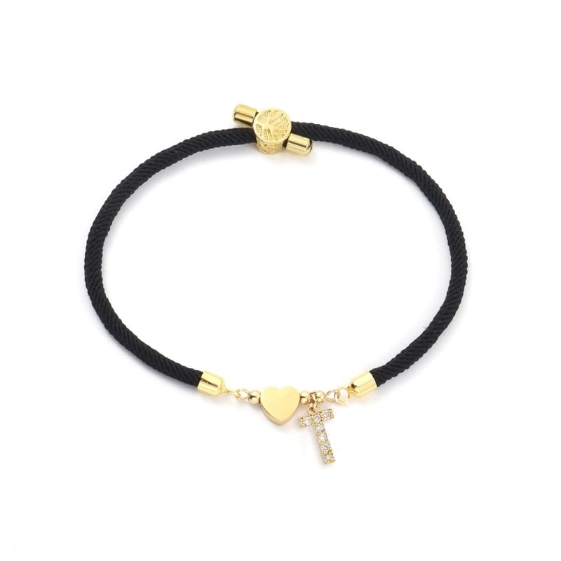 Minimalist Classic Style Letter 304 Stainless Steel Nylon Copper Zircon Bracelets In Bulk
