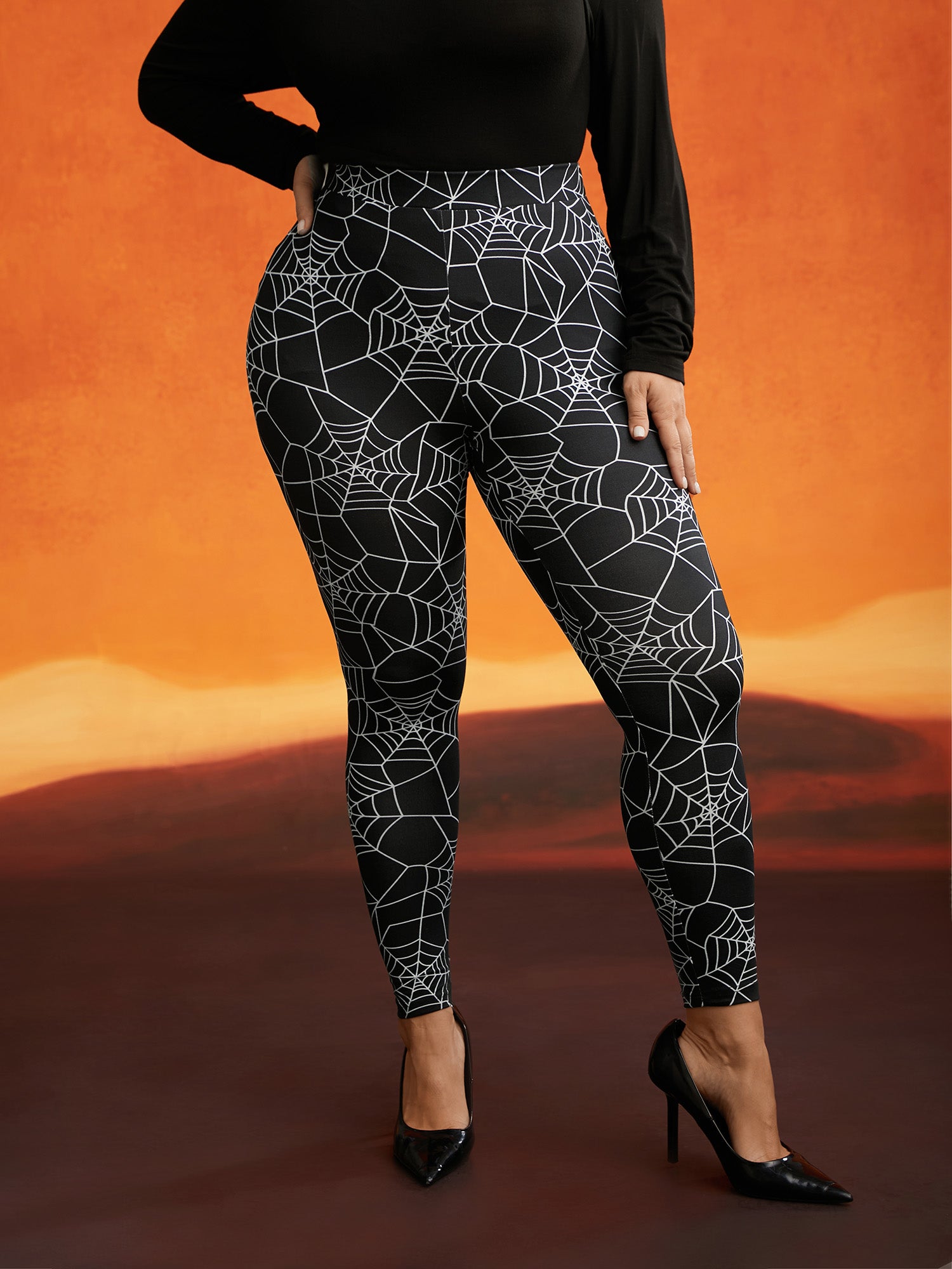 Spider Web Printed Slim-Fit Pants