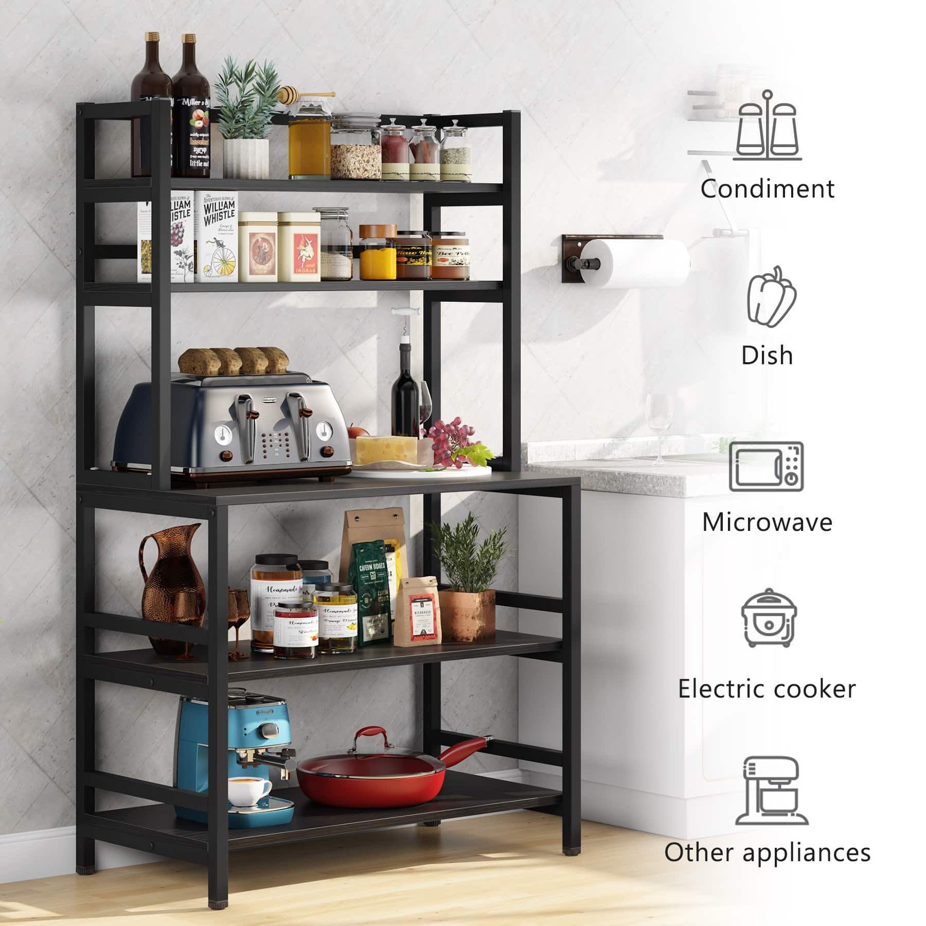 5 Tier Kitchen Baker Rack Utility Storage Shelf Microwave Oven Stand