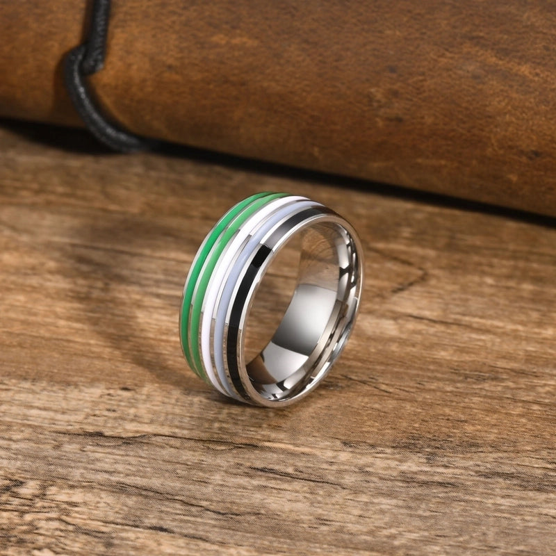 304 Stainless Steel Minimalist Epoxy Color Block Rings