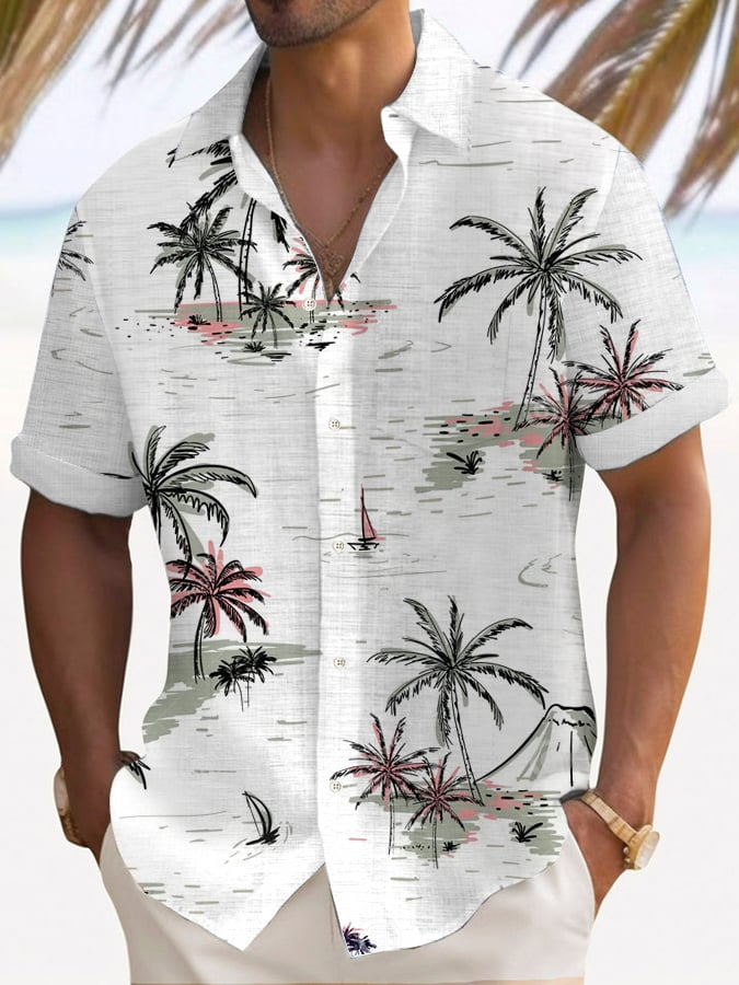 Men's Art Hawaiian Short Sleeve Pockets Shirt