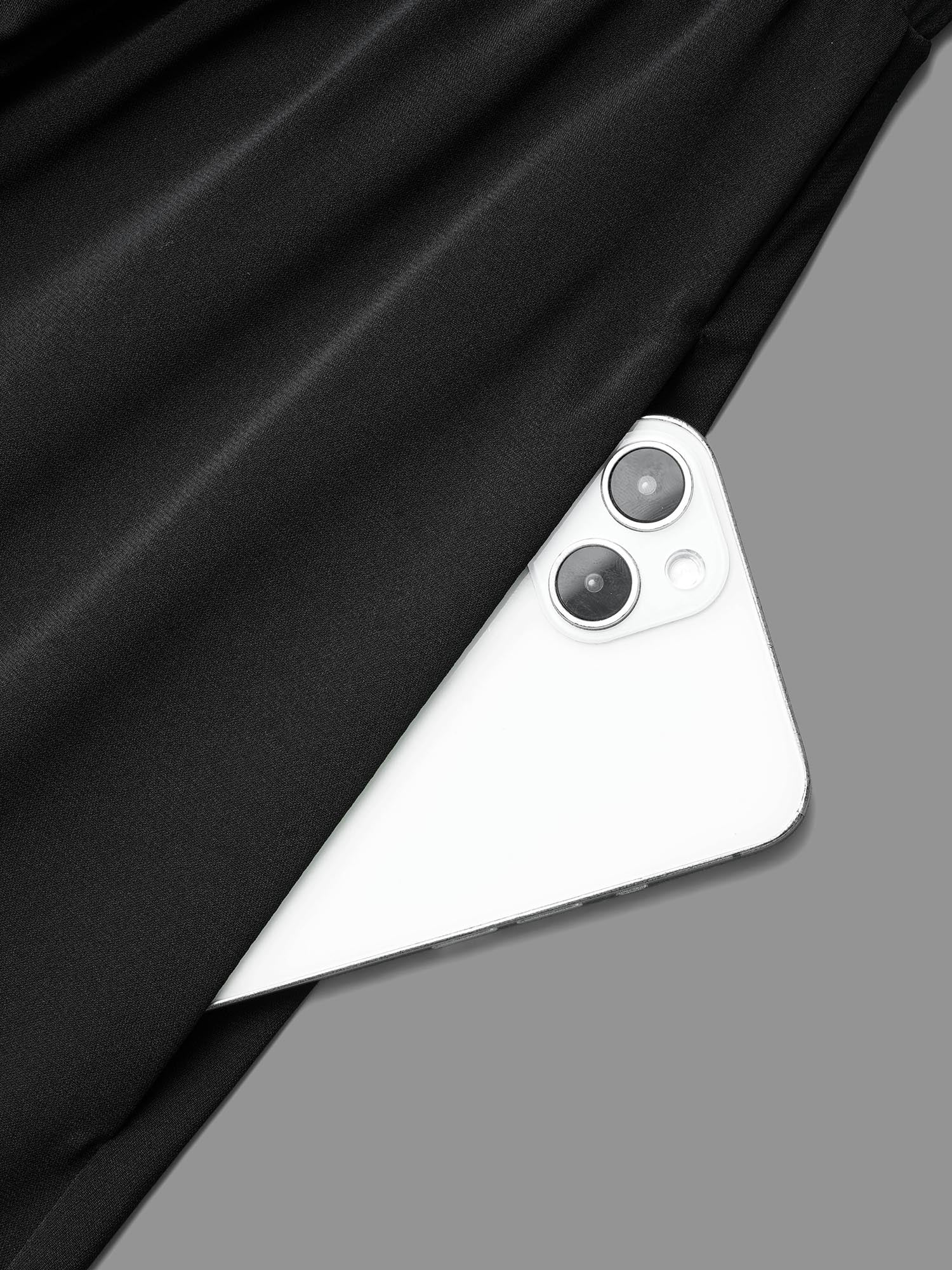 Plain Overlap Collar Ruffle Trim Dress