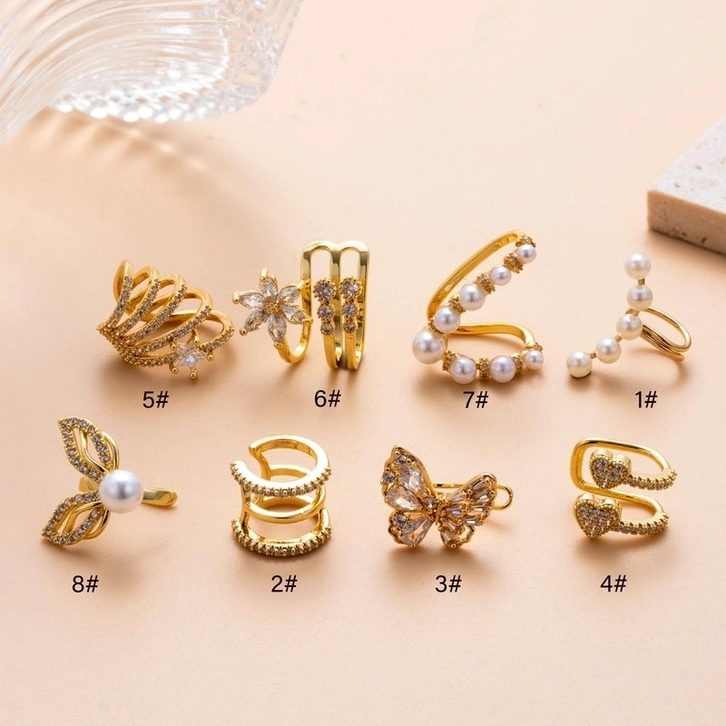 1 Piece Ear Cartilage Rings & Studs Minimalist Classic Style Heart Shape Pearl Flower Copper Inlay Zircon Ear Cartilage Rings & Studs