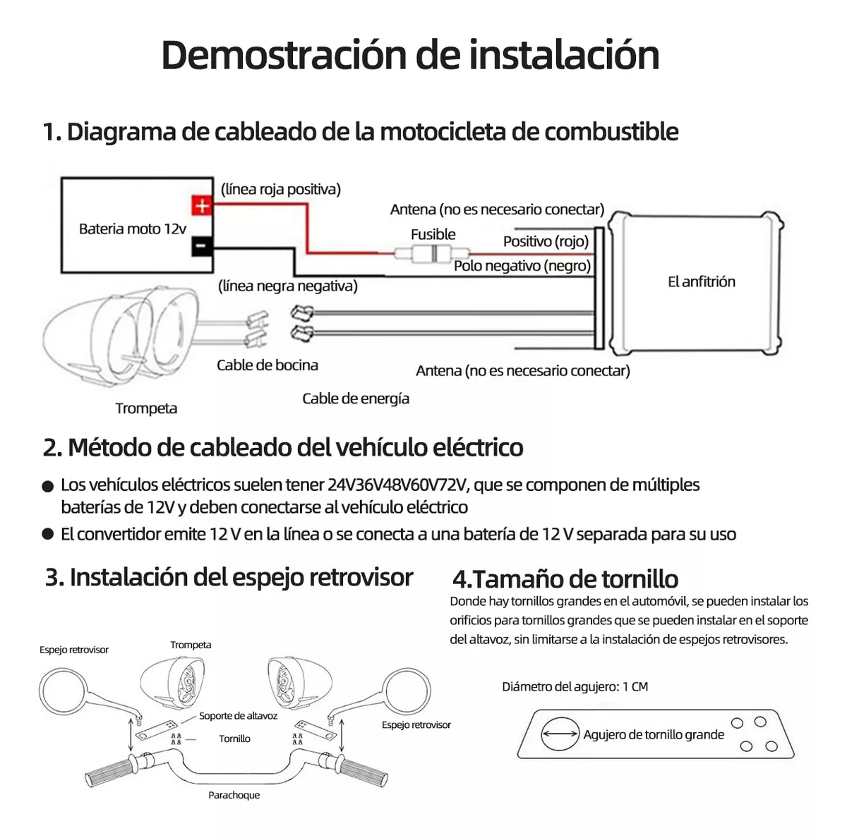 Bocinas Moto Alarma Con Bluetooth Usb Fm Tf