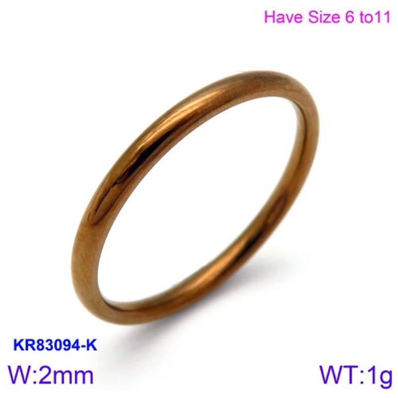 Fashion Round Titanium Steel 18K Gold Plated Polishing Stainless Steel Rings