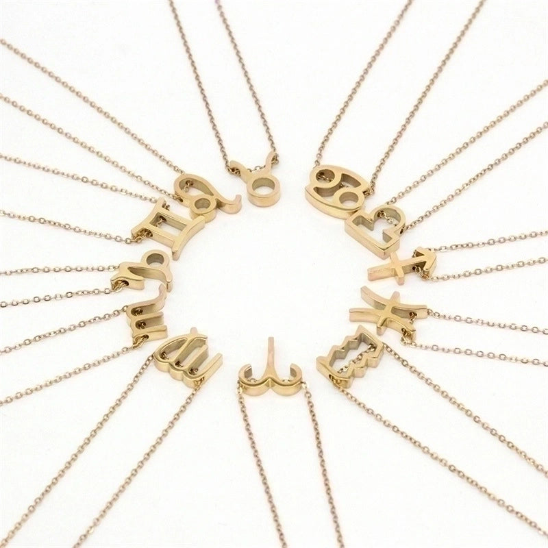 Stainless Steel Titanium Steel 14K Gold Plated Fashion Plating Constellation Necklace