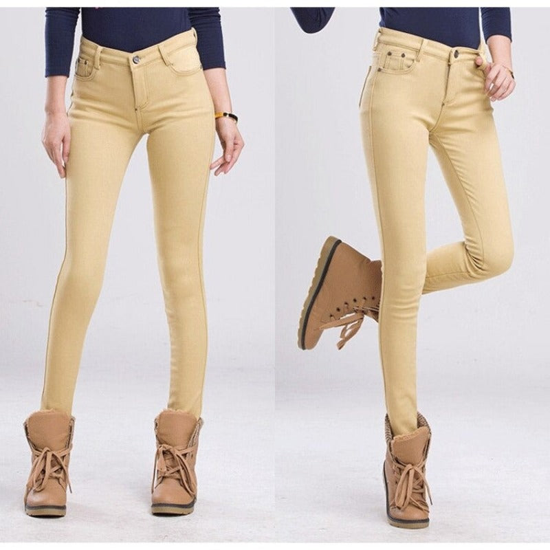 Women's Warm Thick Winter Office Jeans
