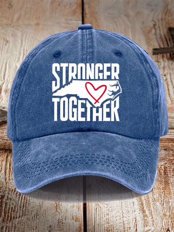 Unisex Distressed Washed Cotton Stronger Together Hat