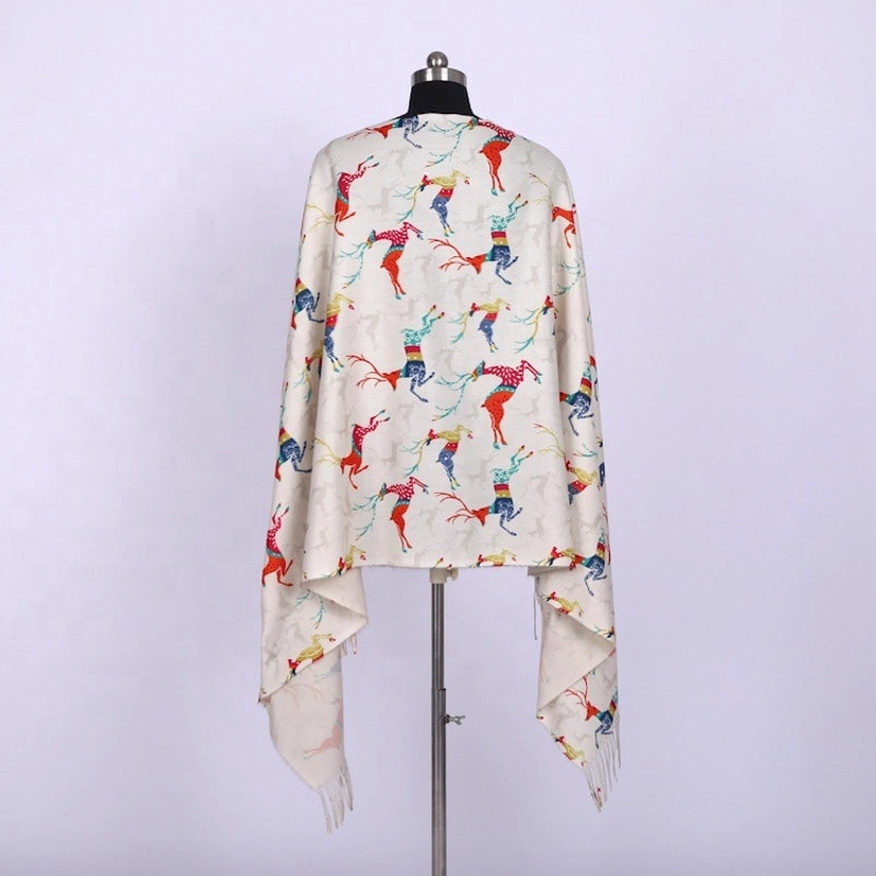 Women's IG Style Animal Letter Elk Imitation Cashmere Scarf