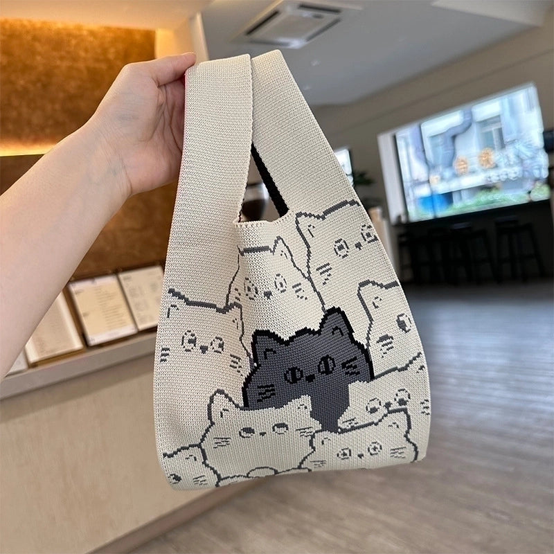 Women's Medium Polyester Cat Cute Open Handbag