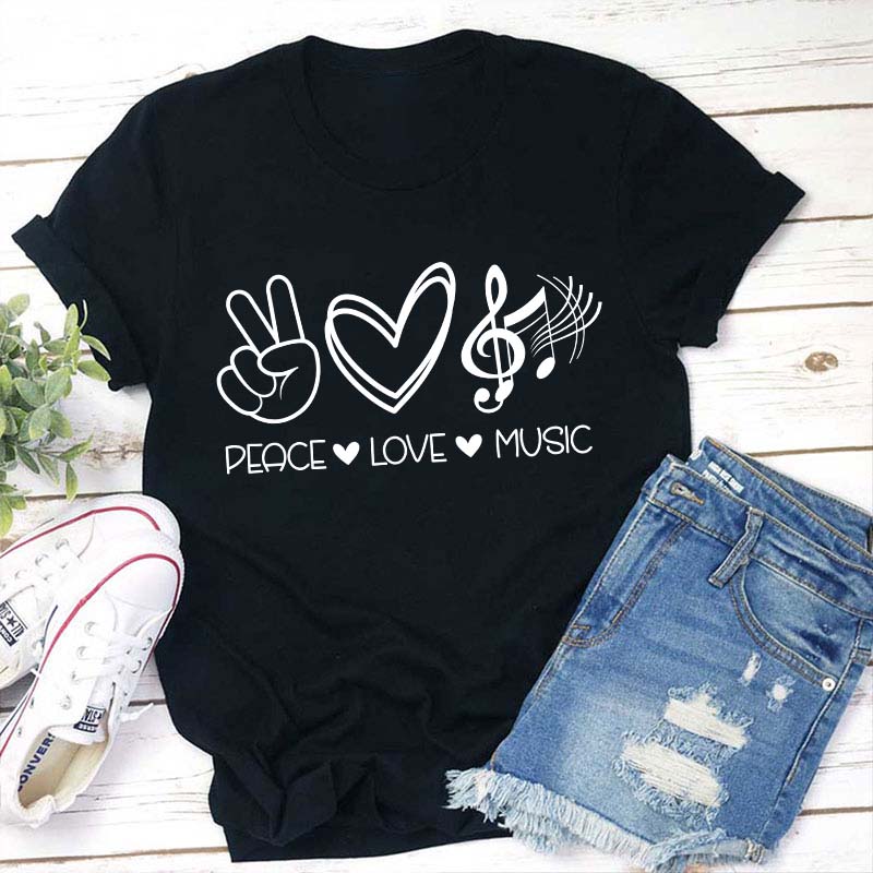 Peace Love Music Teacher T-Shirt