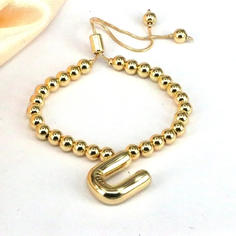 Copper Gold Plated Vintage Style Minimalist Letter Bracelets