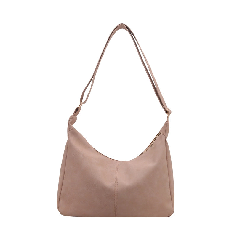 Women's Pu Leather Solid Color Basic Dumpling Shape Zipper Shoulder Bag