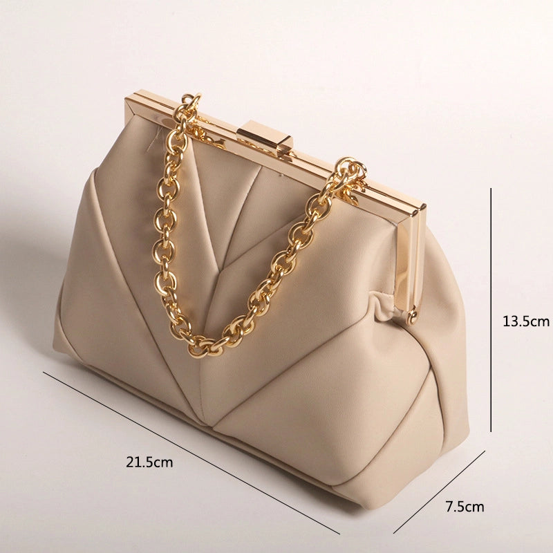 Pu Leather Solid Color Pillow Shape Evening Bags