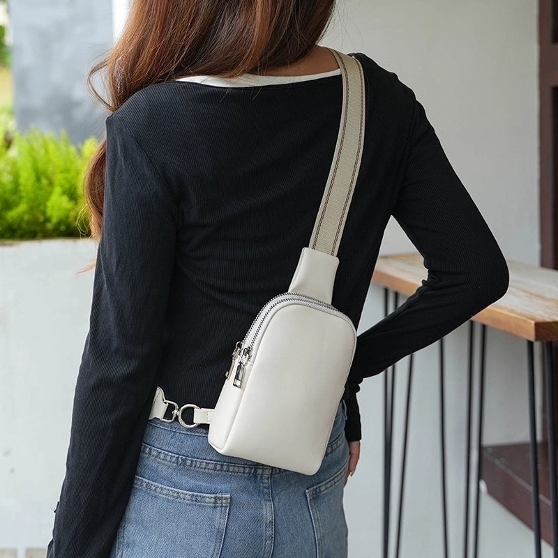 Women's Basic Solid Color Pu Leather Waist Bags
