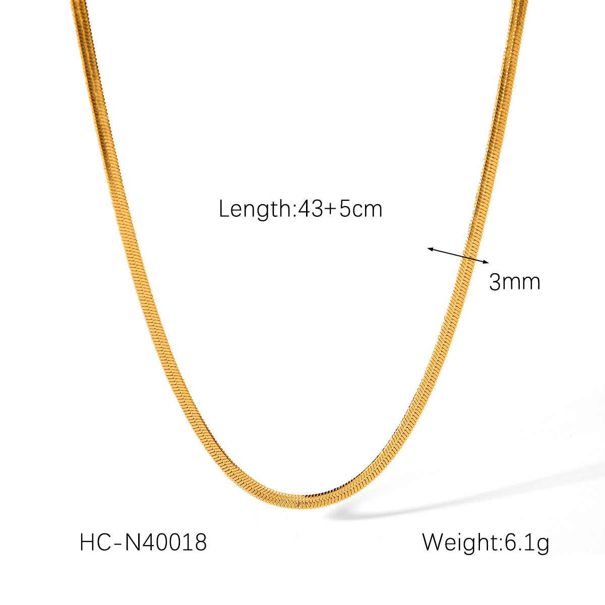 18K Gold Stainless Steel Blade Chain Inlaid Zircon Necklace Flat Snake Chain Titanium Steel Clavicle Chain