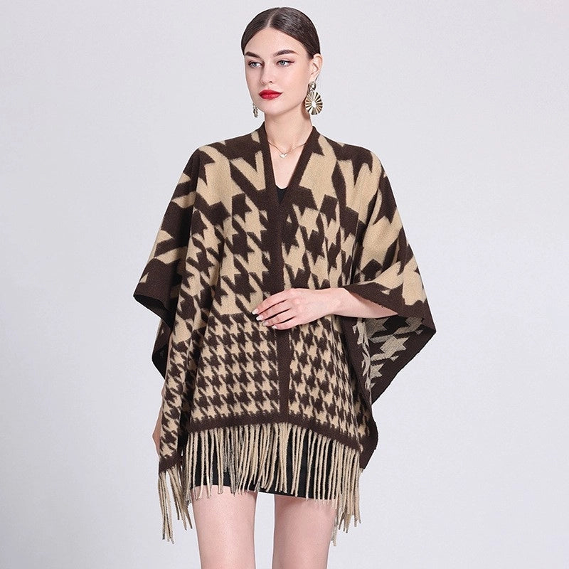 Women's Streetwear Plaid Blended Shawl