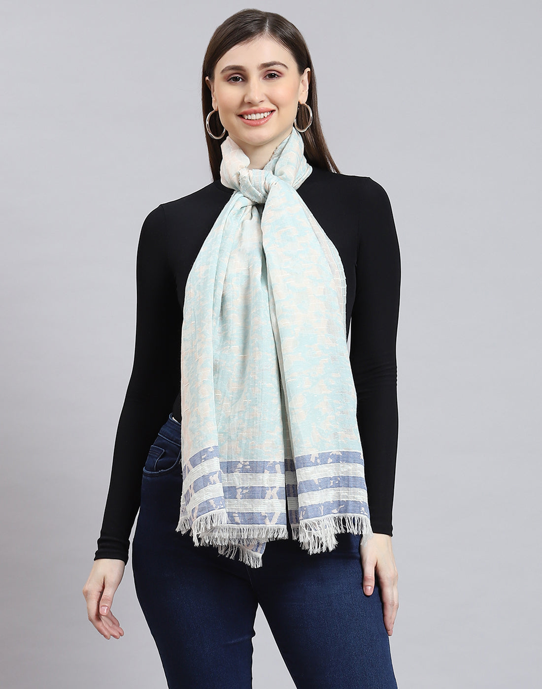 Women Blue Self Design Stole