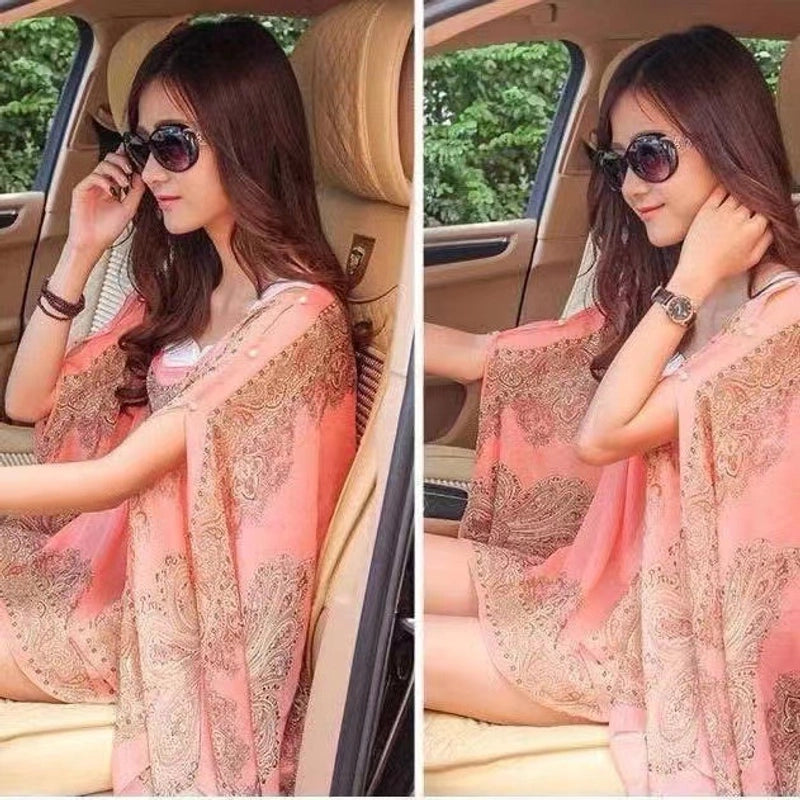 Women's Cute Sweet Printing Polyester Printing Silk Scarf