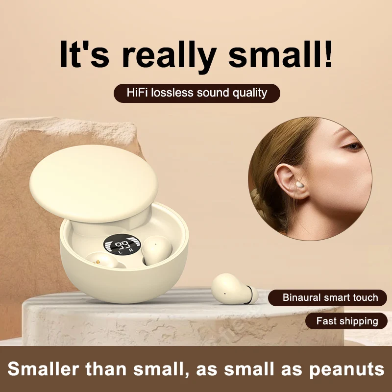 New mini headphones 5.4 wireless bluetooth earphones sleeping headset with mic noise reduction bass sport earbuds for smart phone