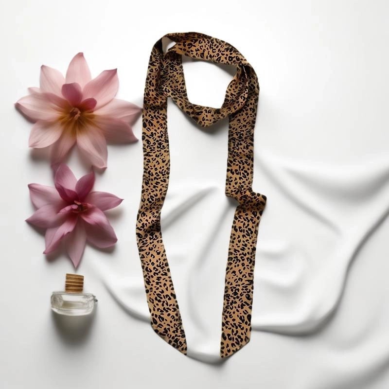 Women's Elegant Polka Dots Flower Leopard Satin Silk Scarf