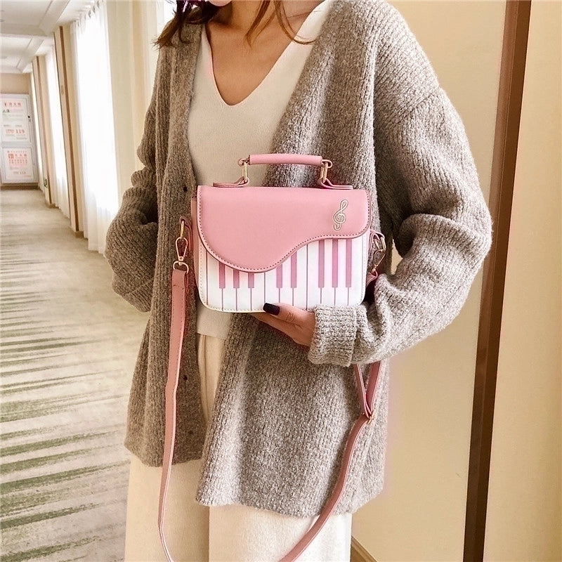 Women's Medium Pu Leather Color Block Elegant Classic Style Square Flip Cover Shoulder Bag Handbag Crossbody Bag