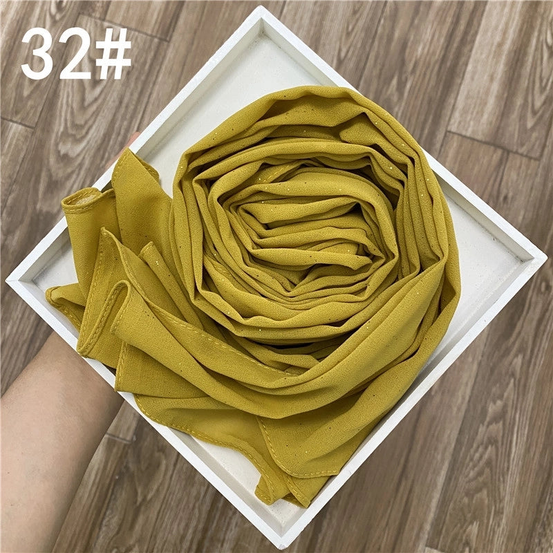 Solid Color Sprinkling Gold Pearl Chiffon Chiffon Fashion Sprinkling Gold Scarf Women's Toe Chiffon Glitter Scarf