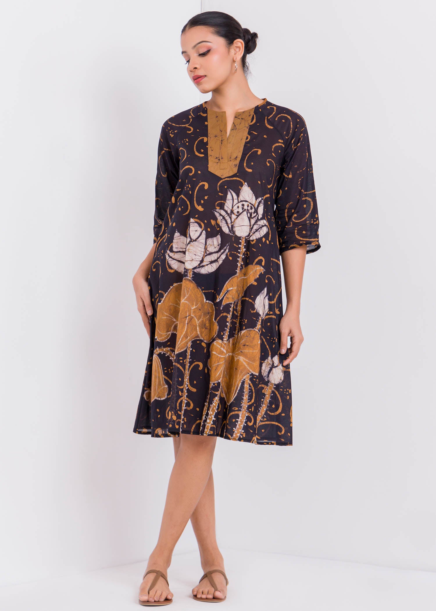 Batik Lotus Hand Printed Dress