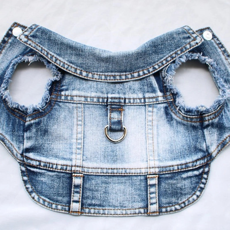 Cowboy Style Denim Solid Color Pet Clothing
