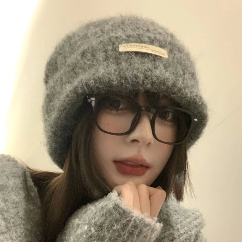 Heap Hat Autumn And Winter Big Head Casual Cold Hat Warm Hat Imitation Wool Couple Warm Wool Knitted Hat