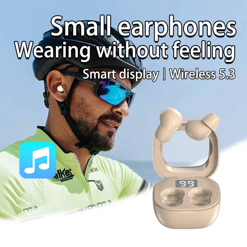 New Small Headphones Wireless Bluetooth Headset Sports Sleeping Invisible Earbuds Noise Reduction HD Bass Sound Quality Earphones