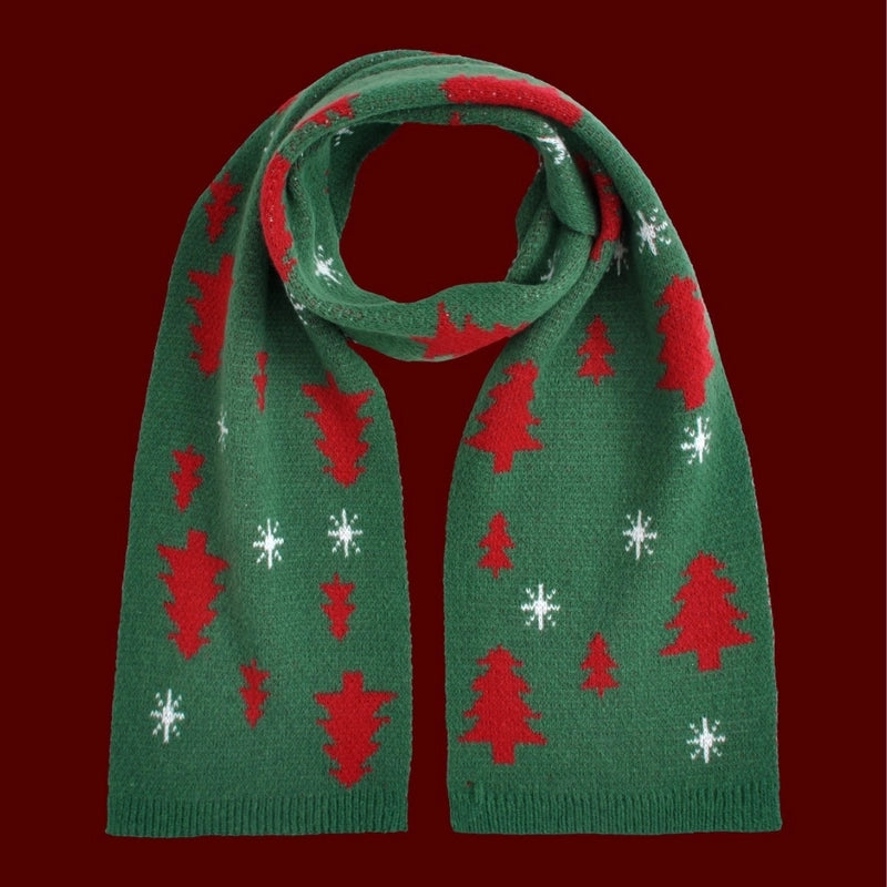 Women's Casual Christmas Tree Snowflake Cotton Acrylic Scarf