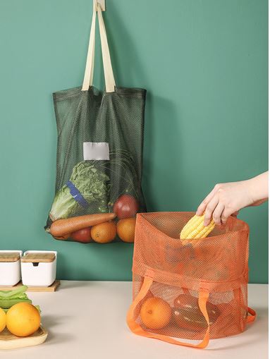 Reusable Storage Mesh Bags Washable Handbag Grocery Fruit Vegetable Hollow Net Bag Garlic Onion Organizer