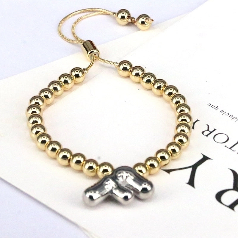 Copper Gold Plated Vintage Style Minimalist Plating Letter Bracelets
