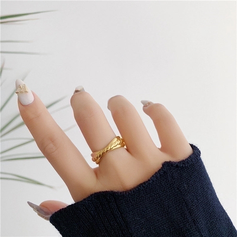 Minimalist Commute Solid Color Stainless Steel Plating Gold Plated Rings