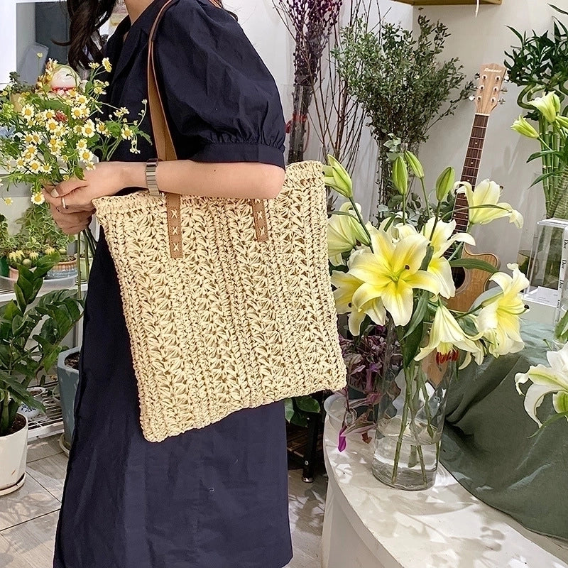 Women's Large Straw Streetwear Straw Bag