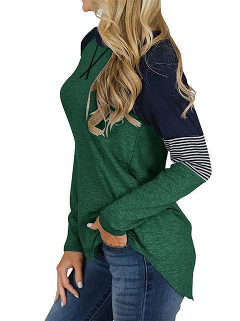 Striped Color Block Casual Tunic Tops