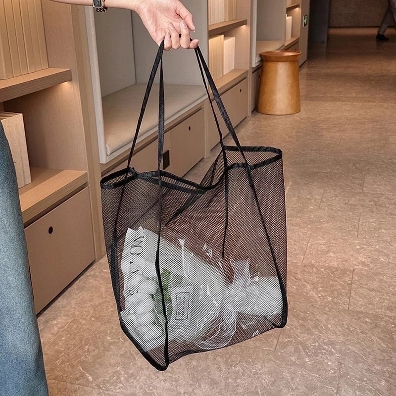 Women's Large All Seasons Net Basic Shoulder Bag Shopping Bags