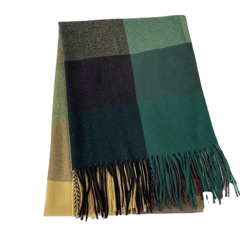 Women's Fashion Plaid Polyester Tassel Winter Scarves