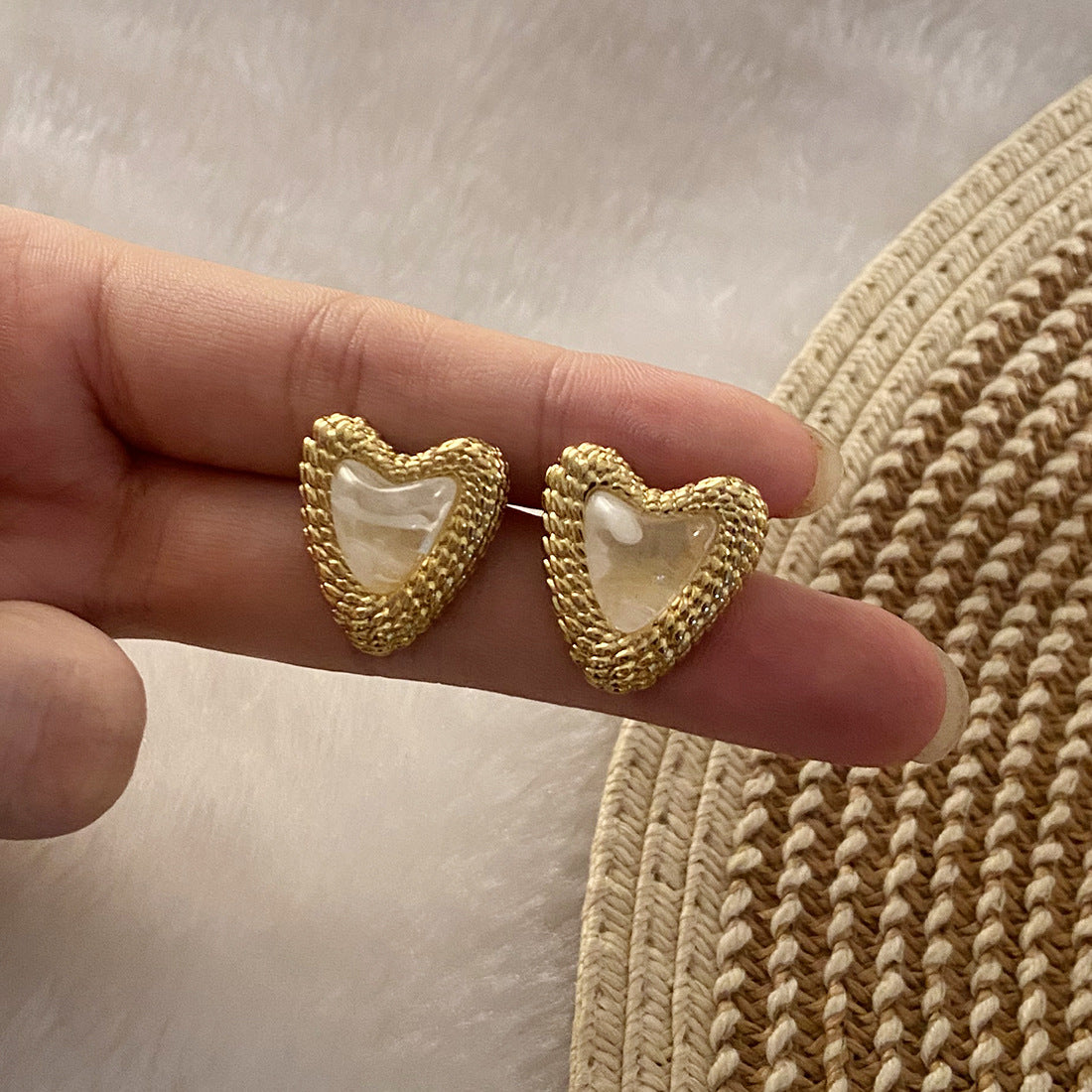 Vintage Retro Heart Heart Stainless Steel Electroplating Stud Earrings
