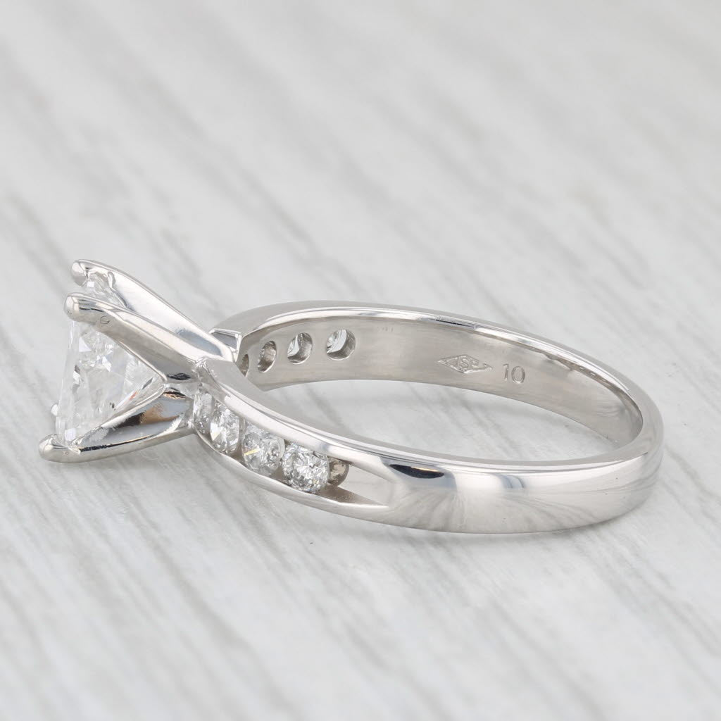 1.35ctw Diamond Engagement Ring 14k White Gold Size 6 Rectangle Princess Cut