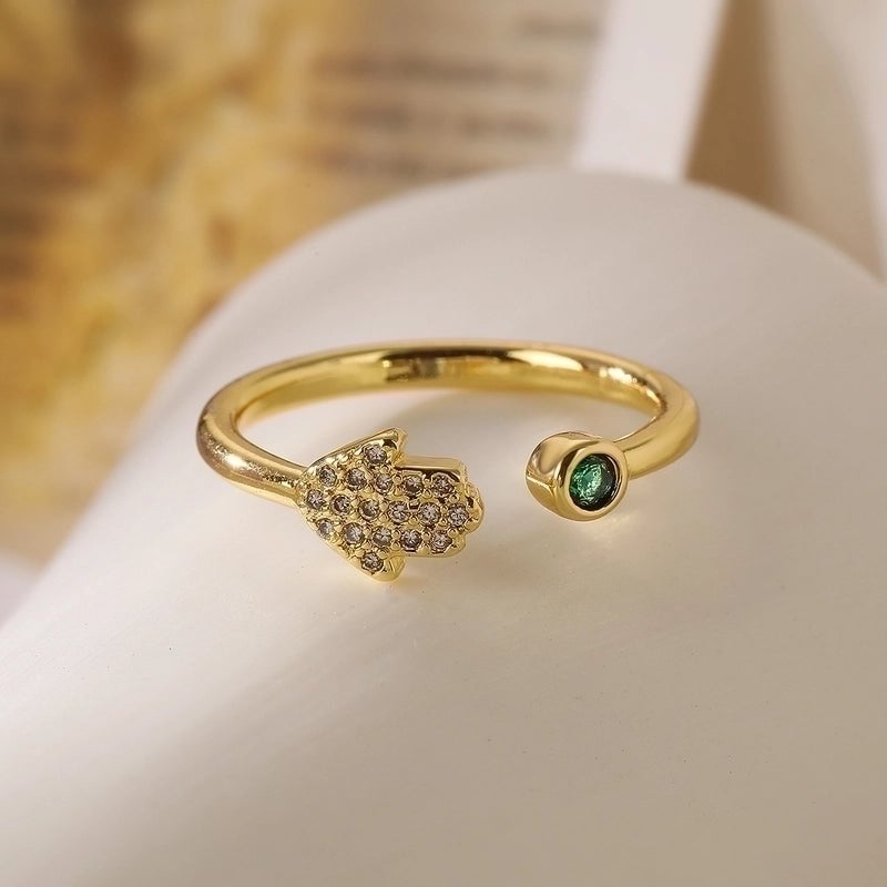 Minimalist Water Droplets Copper 18k Gold Plated Zircon Open Rings In Bulk