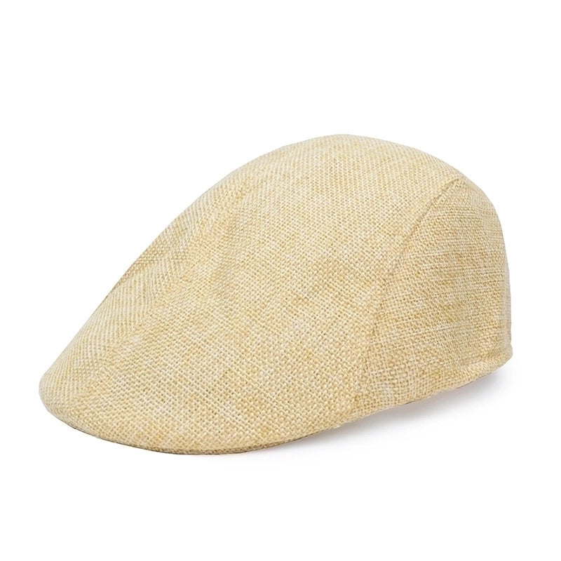 Men's Retro British Style Solid Color Curved Eaves Beret Hat