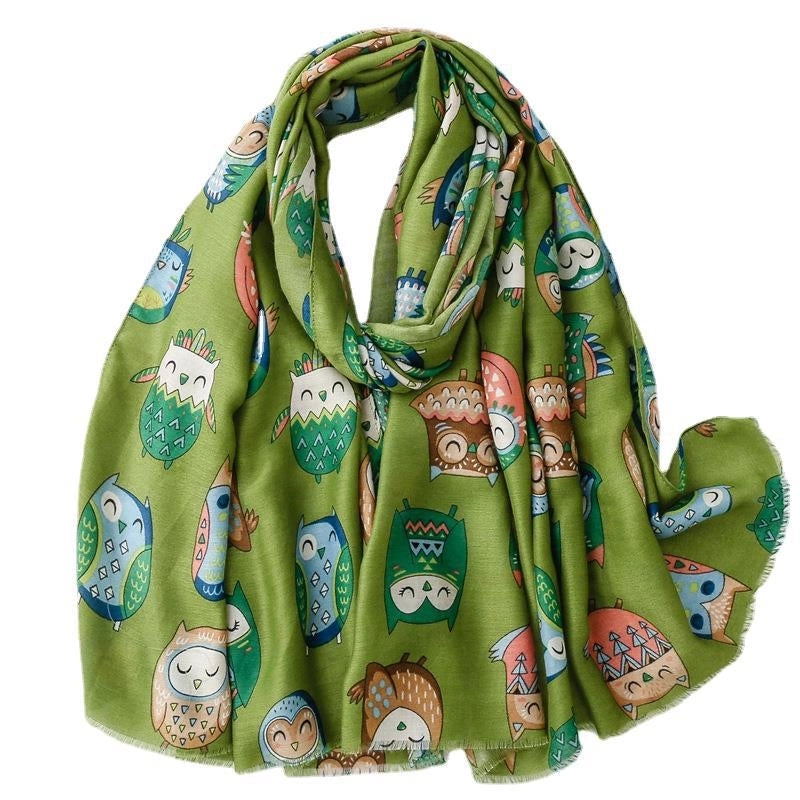 Women's Cute Owl Polyester Scarf