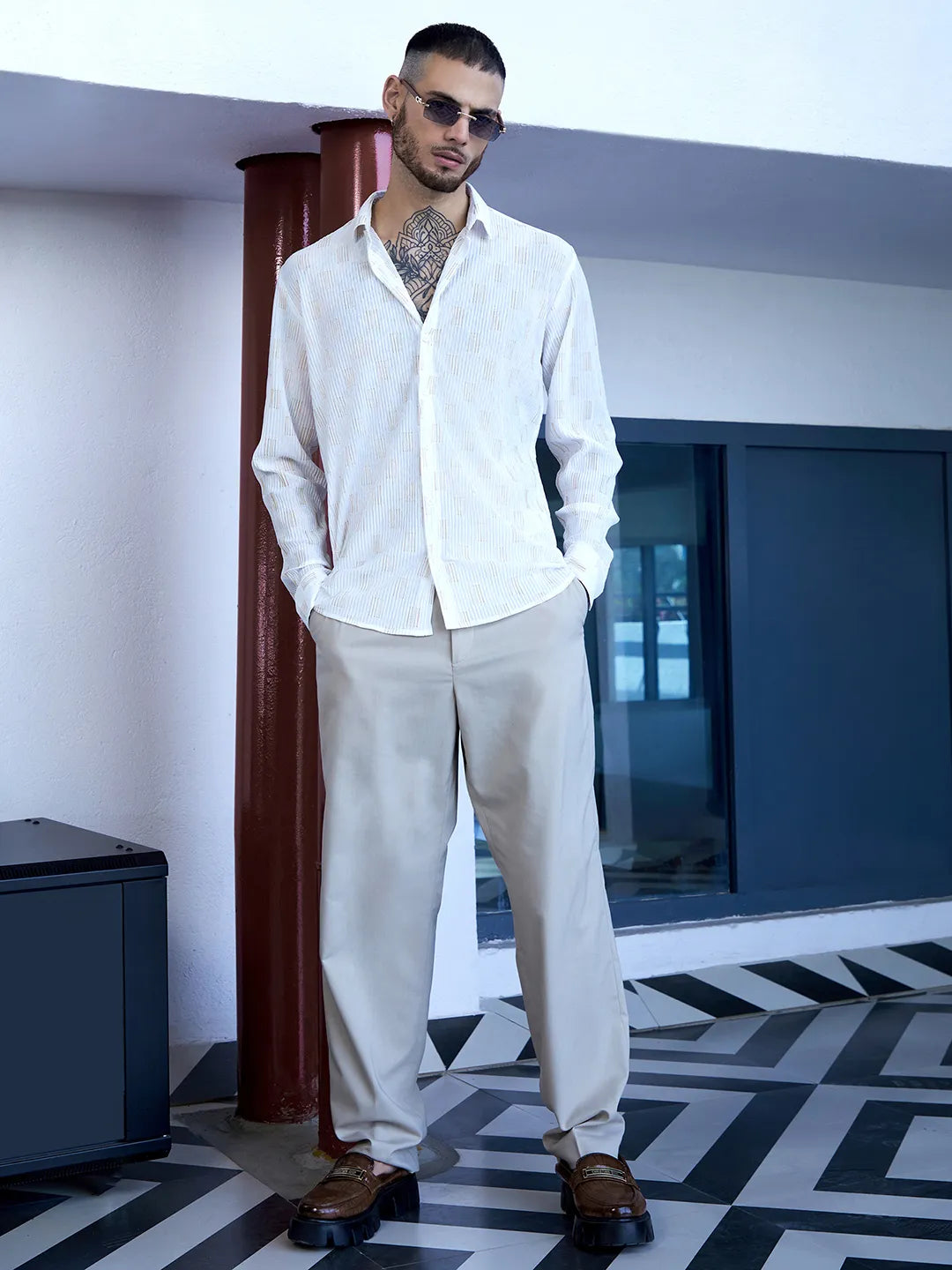 Foil-Pleated Shirt