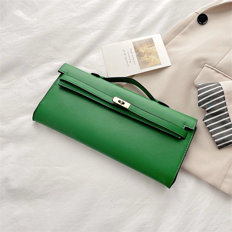 Women's Pu Leather Solid Color Elegant Square Lock Clasp Handbag