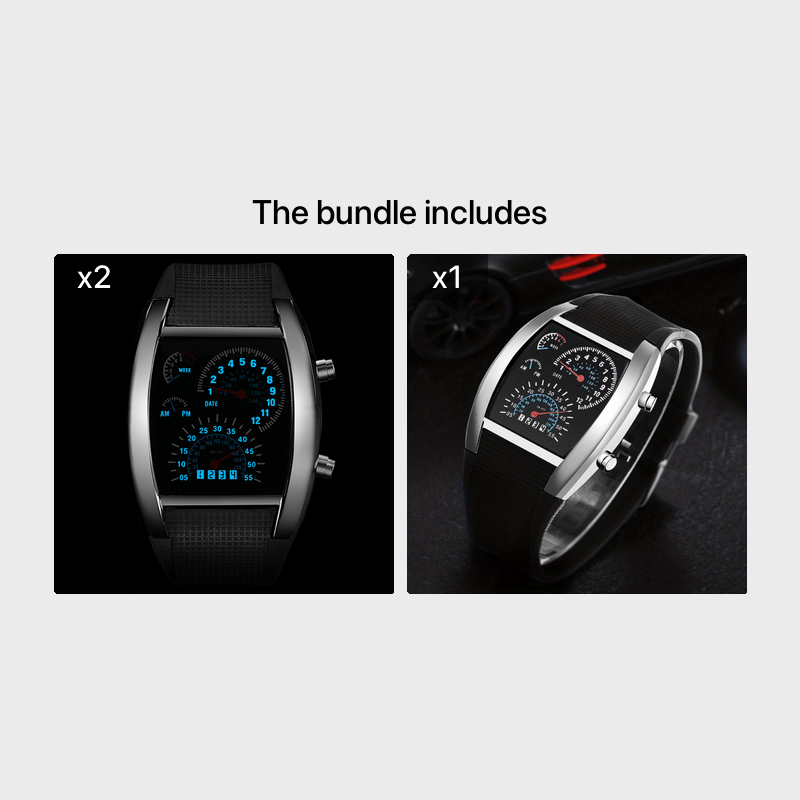 1pc Foreign Trade Cross-border Led Electronic Explosive Aviation Watch Men's Square Sports Dashboard Creative Watch