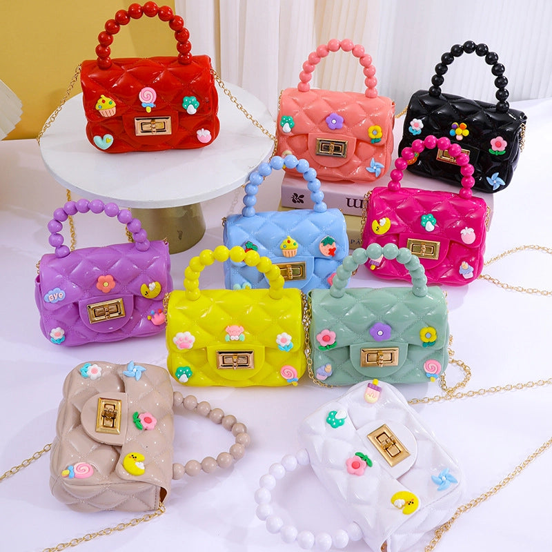 Women's Small PVC Color Block Streetwear Square Lock Clasp Handbag