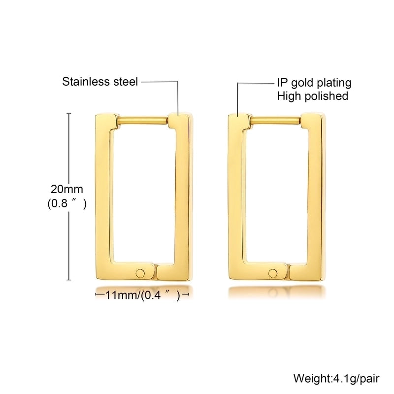 1 Pair Minimalist Geometric Plating 201 Stainless Steel Gold Plated Hoop Earrings