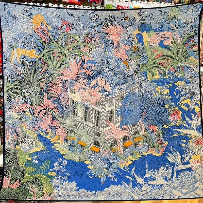 Women's Elegant Business Basic House Plant Imitation Silk Wool Scarf